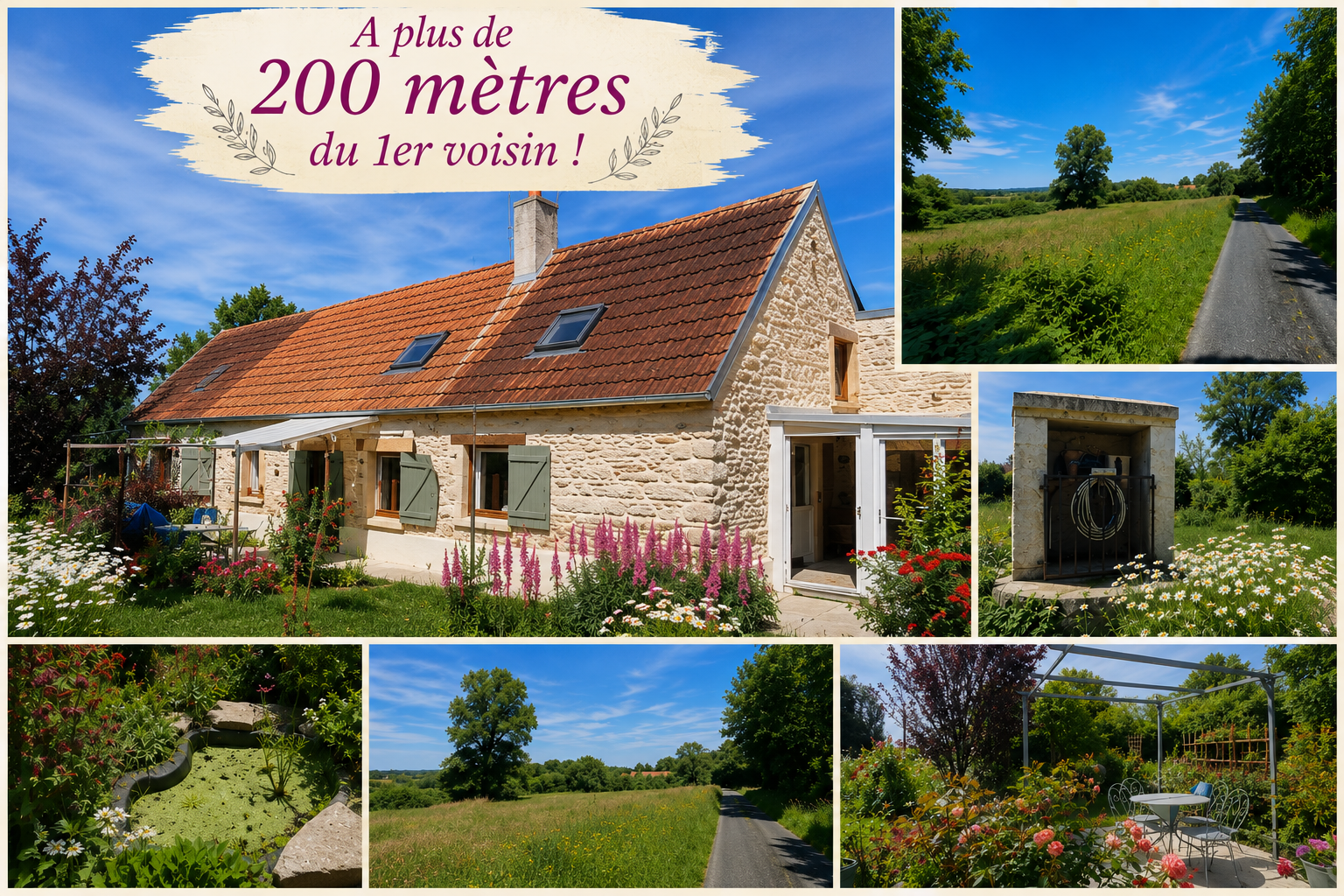 A plus de 200 mètres du 1er voisin !